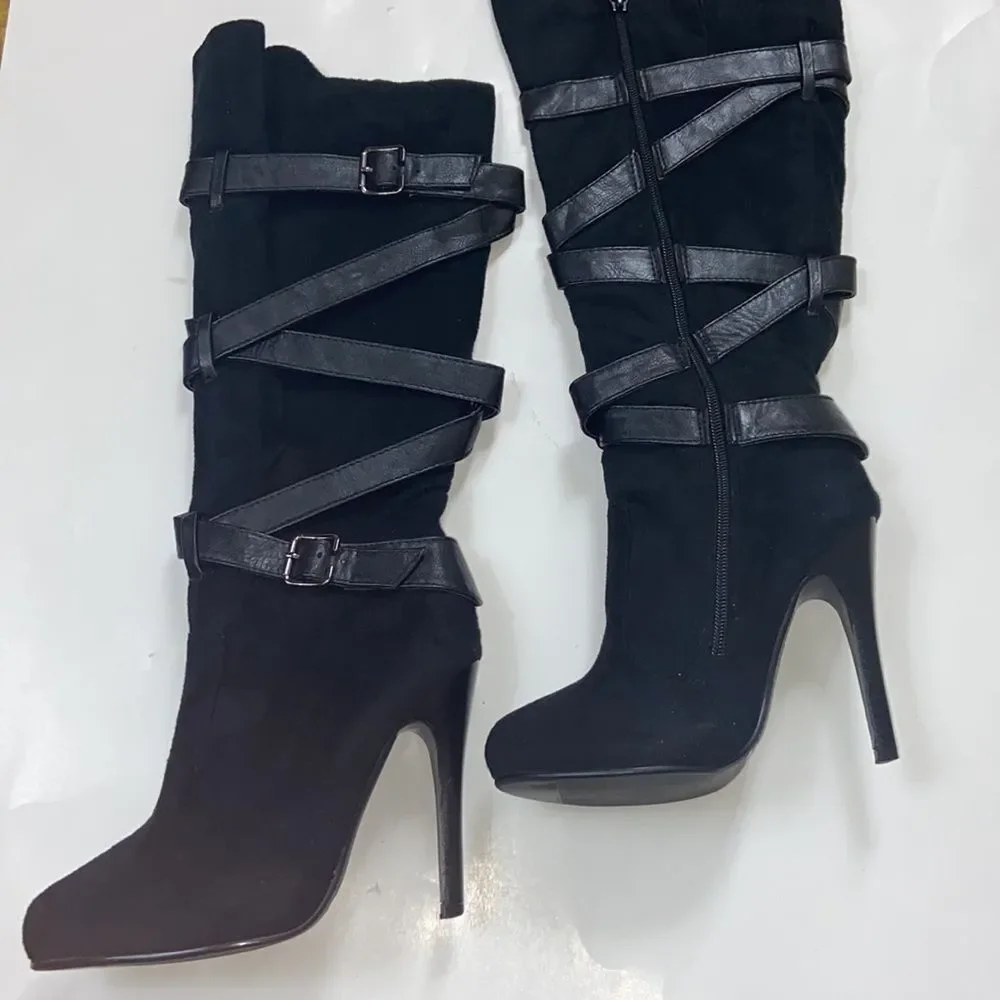 Boots De Blossom collection Black Women Shoes Size 5.5